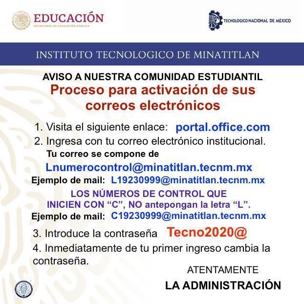 PROCESO PARA ACTIVACIÓN DE CORREOS ELECTRÓNICOS INSTITUCIONALES