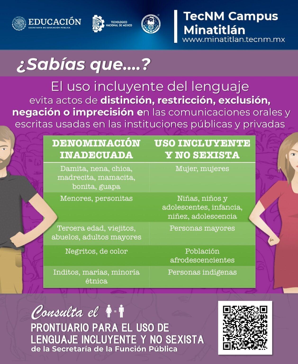 Lenguaje Incluyente Y No Sexista Tecnm Instituto Tecnológico De Minatitlán 1485