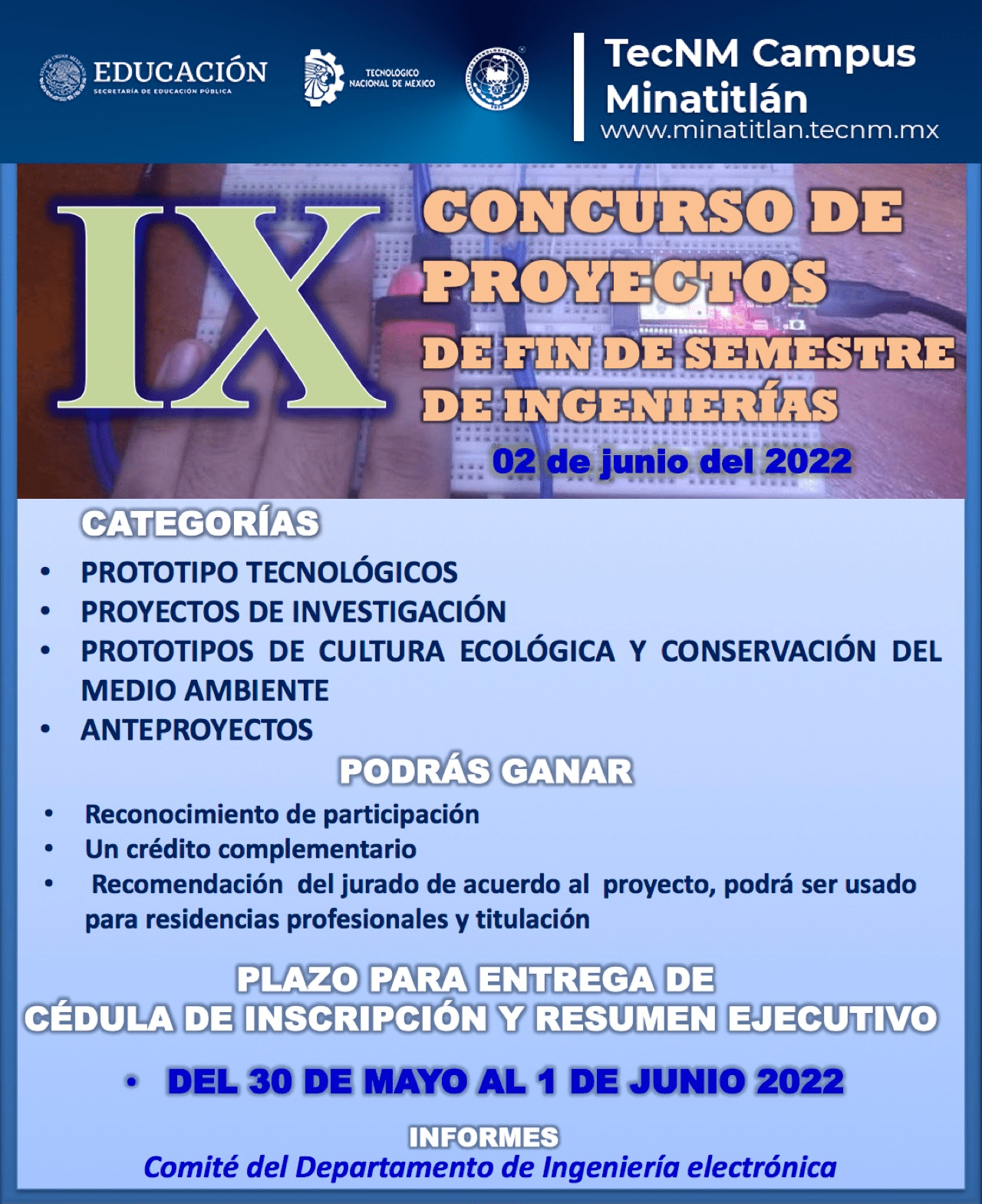 IX CONCURSO DE PROYECTOS DE FIN DE SEMESTRE DE INGENIERÍAS