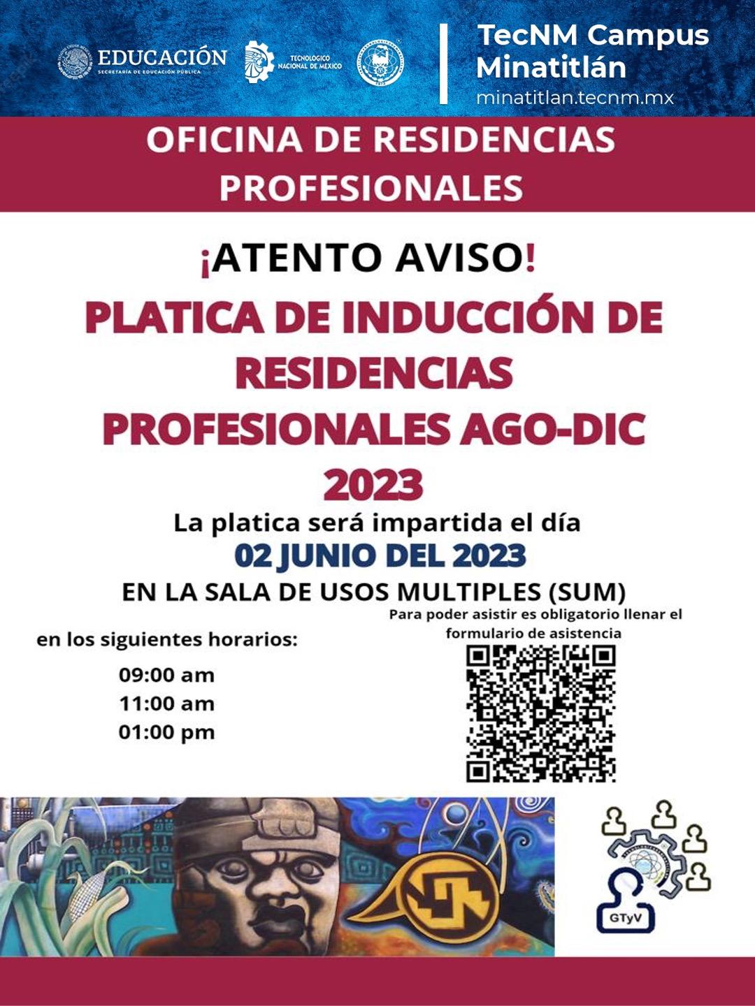 PLÁTICA DE INDUCCIÓN RESIDENCIAS PROFESIONALES (PERIODO AGOSTO – DICIEMBRE 2023)