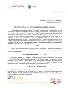 CONVOCATORIA PARA BRINDAR EL SERVICIO DE CAFETERÍA