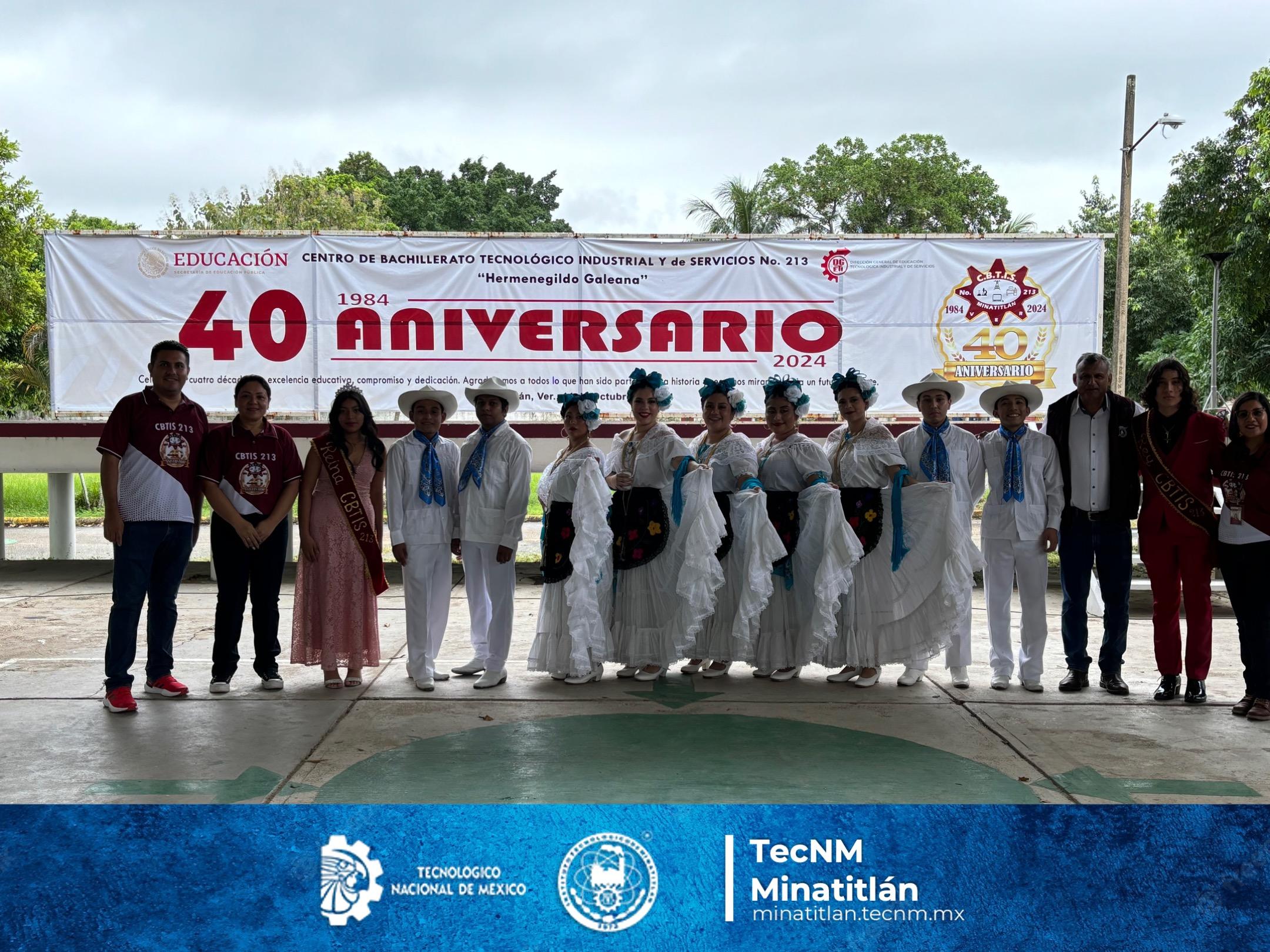 EL BALLET FOLCLÓRICO DEL TECNOLÓGICO DE MINATITLÁN DESTACA EN LAS CELEBRACIONES DEL 40 ANIVERSARIO DEL CBTIS 213