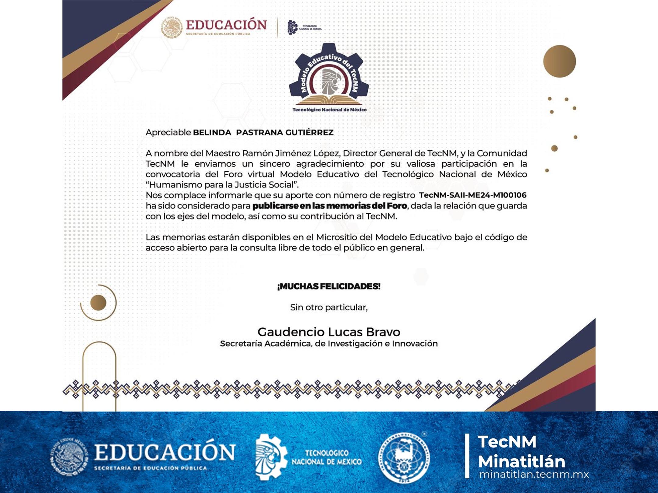 TECNM MINATITLÁN PARTICIPA EN HISTÓRICO FORO DEL NUEVO MODELO EDUCATIVO