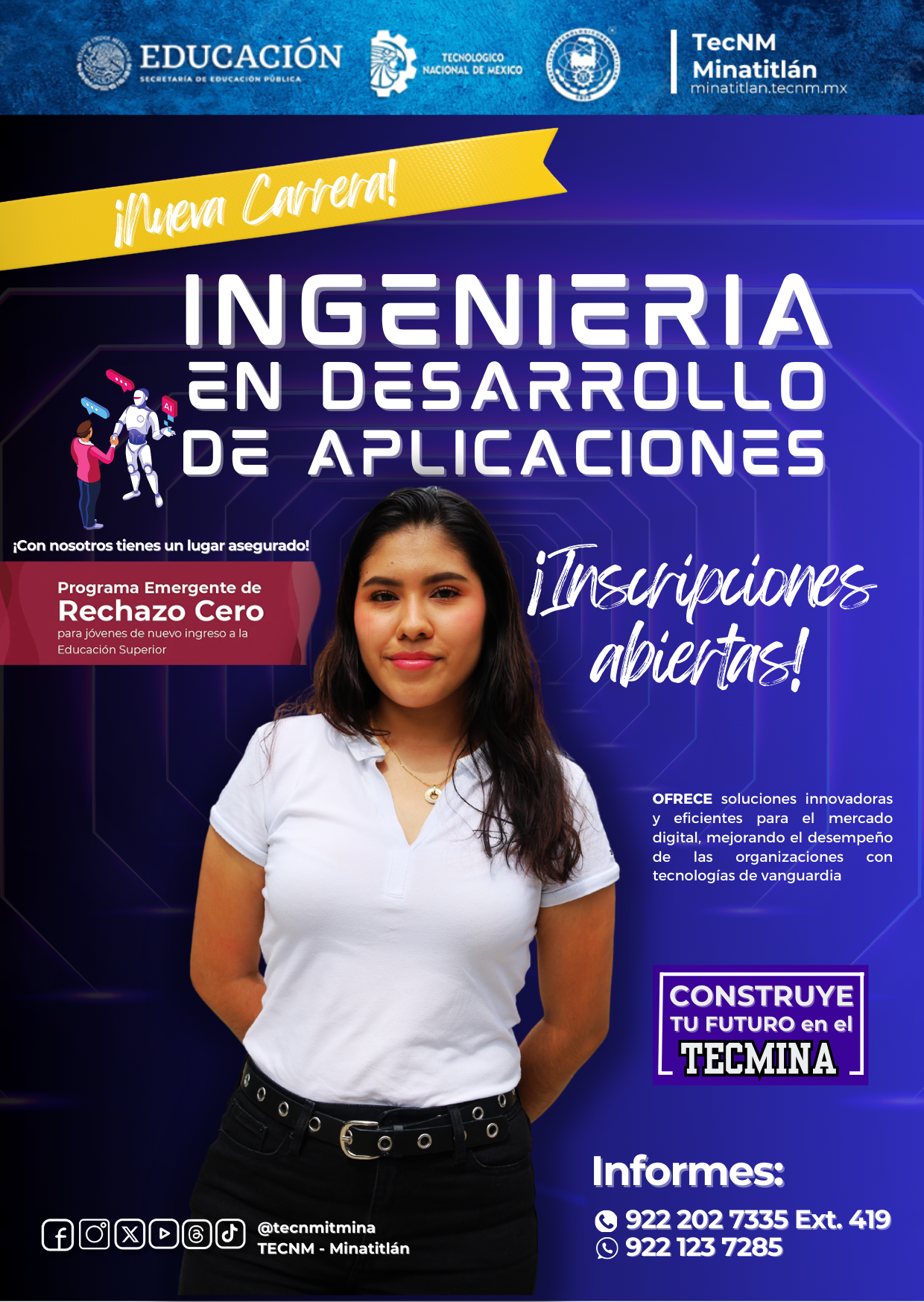 ¡ESTUDIA EN EL TECMINA INGENIERÍA EN DESARROLLO DE APLICACIONES!