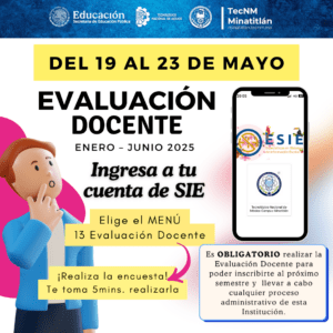 EVALUACIÓN DOCENTE: DEL 10 AL 23 DE MAYO
