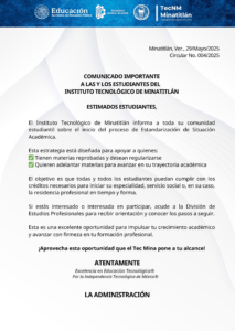 AVISO IMPORTANTE PARA ESTUDIANTES DEL TECNOLÓGICO DE MINATITLÁN