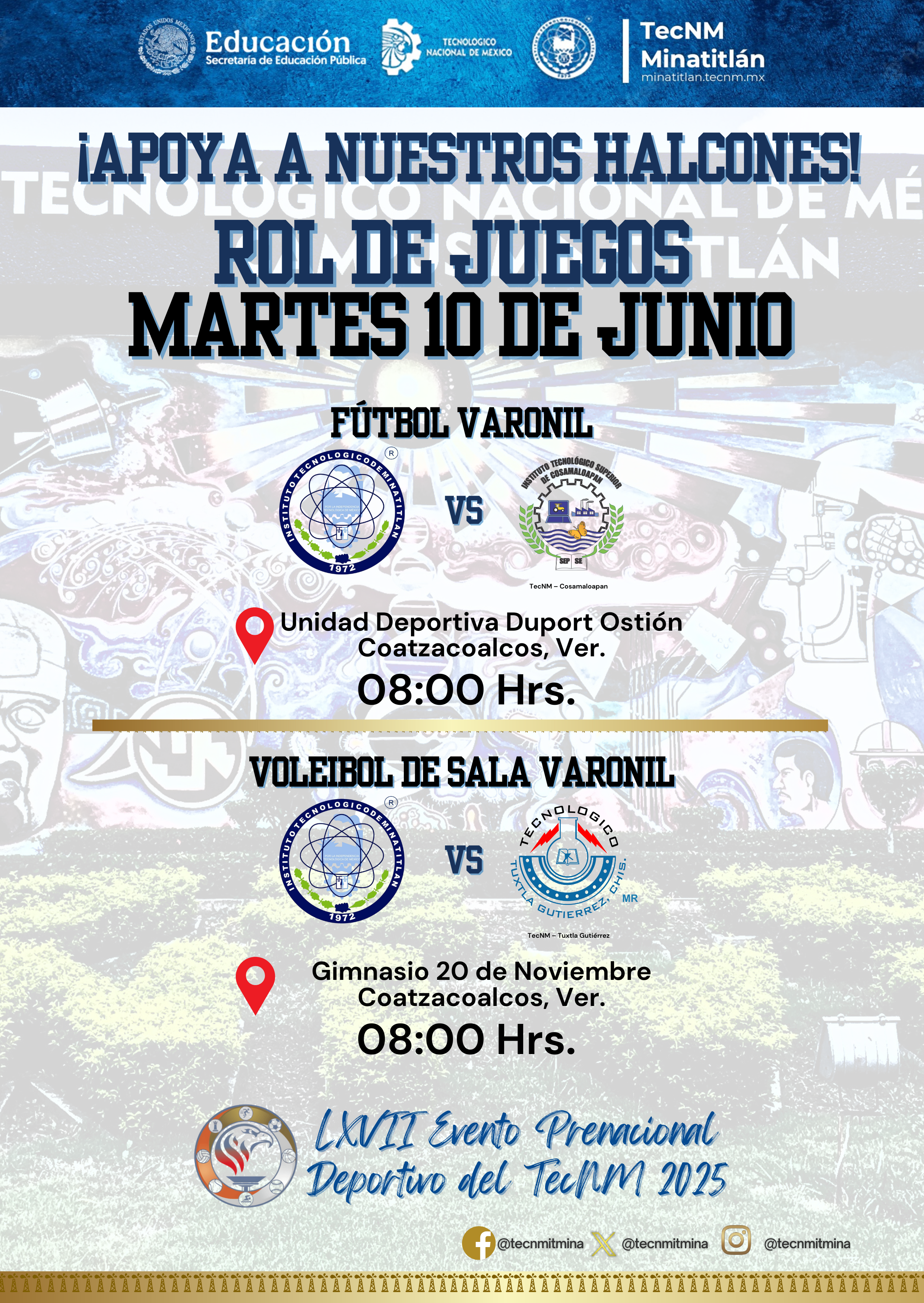 PRENACIONAL DEPORTIVO: ROL DE JUEGO MARTES 10
