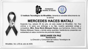 ESQUELA: SRA. MERCEDES HACES MATALI