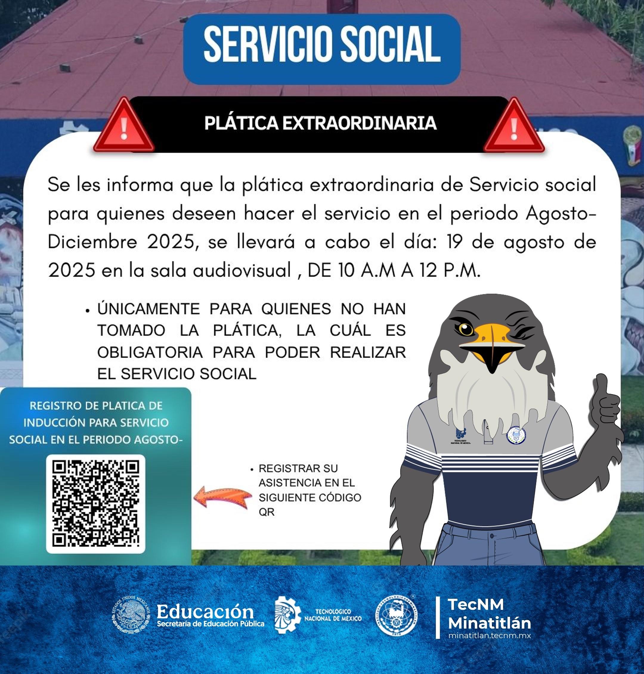 PLÁTICA EXTRAORDINARIA DE INDUCCIÓN SOBRE EL INICIO DE SERVICIO SOCIAL
