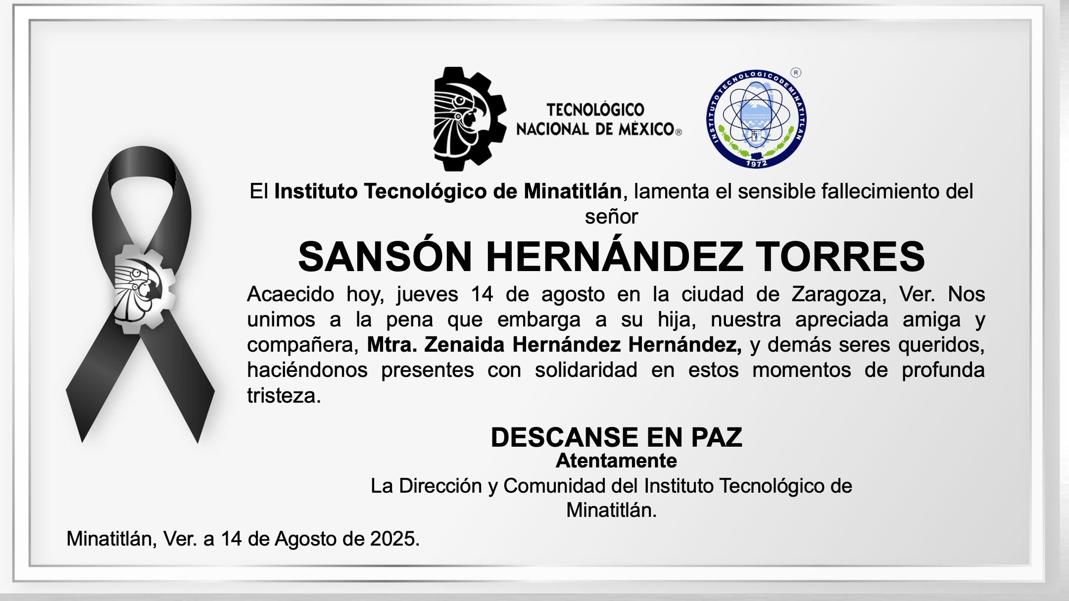 ESQUELA SR. SANSÓN HERNÁNDEZ TORRES