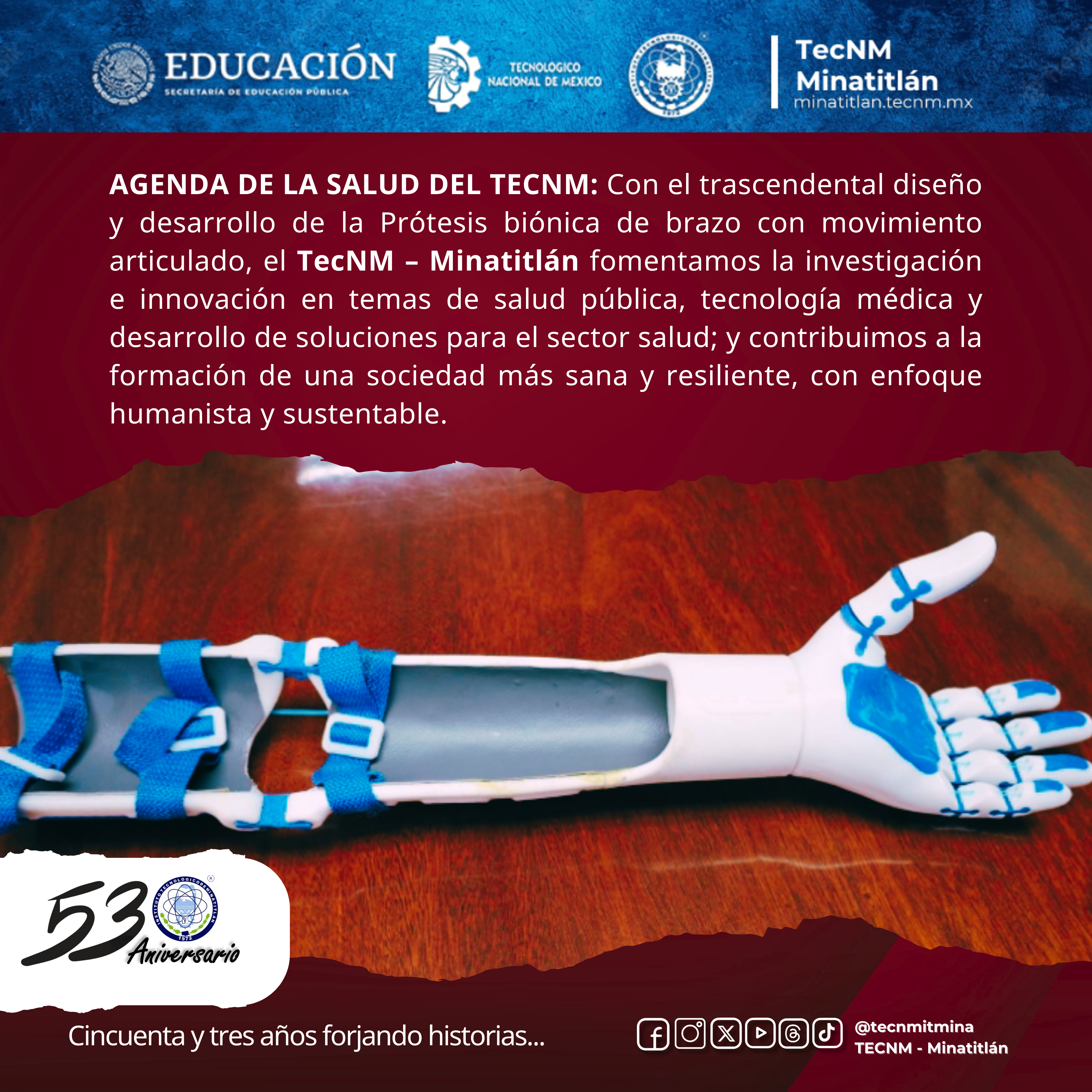 53 AÑOS FORJANDO HISTORIAS: AGENDA DE LA SALUD DEL TECNM