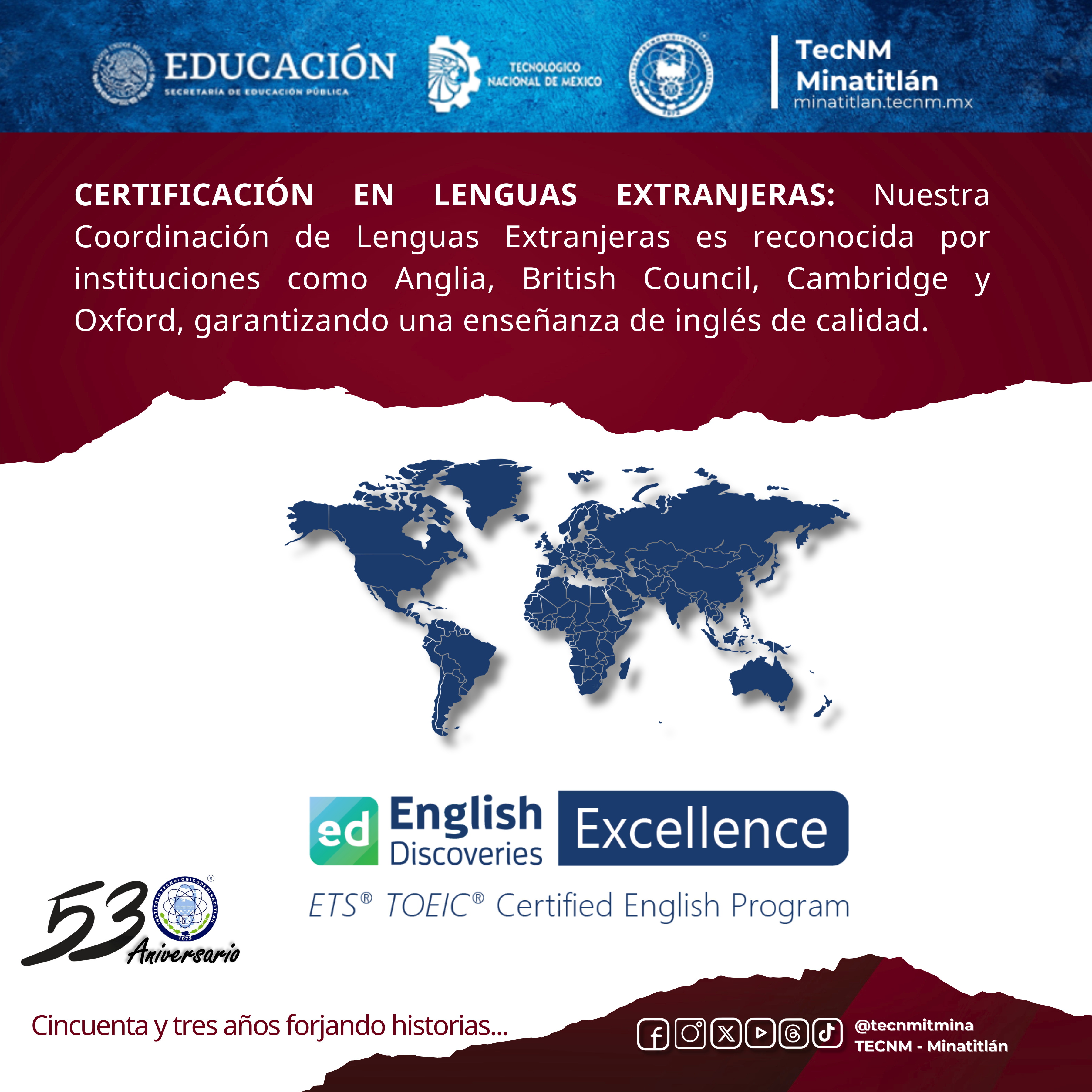 53 AÑOS FORJANDO HISTORIA: CERTIFICACIÓN EN LENGUAS EXTRANJERAS