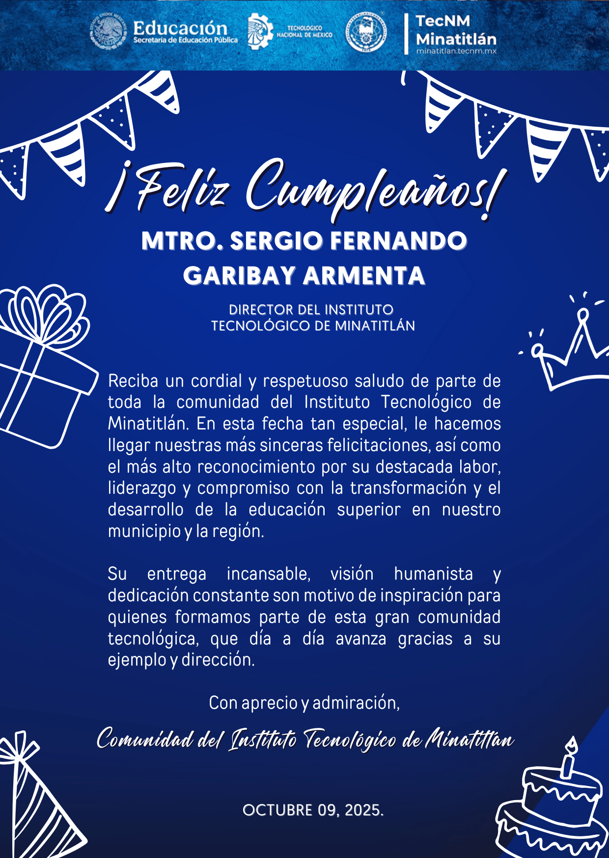 ¡FELIZ CUMPLEAÑOS MTRO. SERGIO FERNANDO GARIBAY ARMENTA!