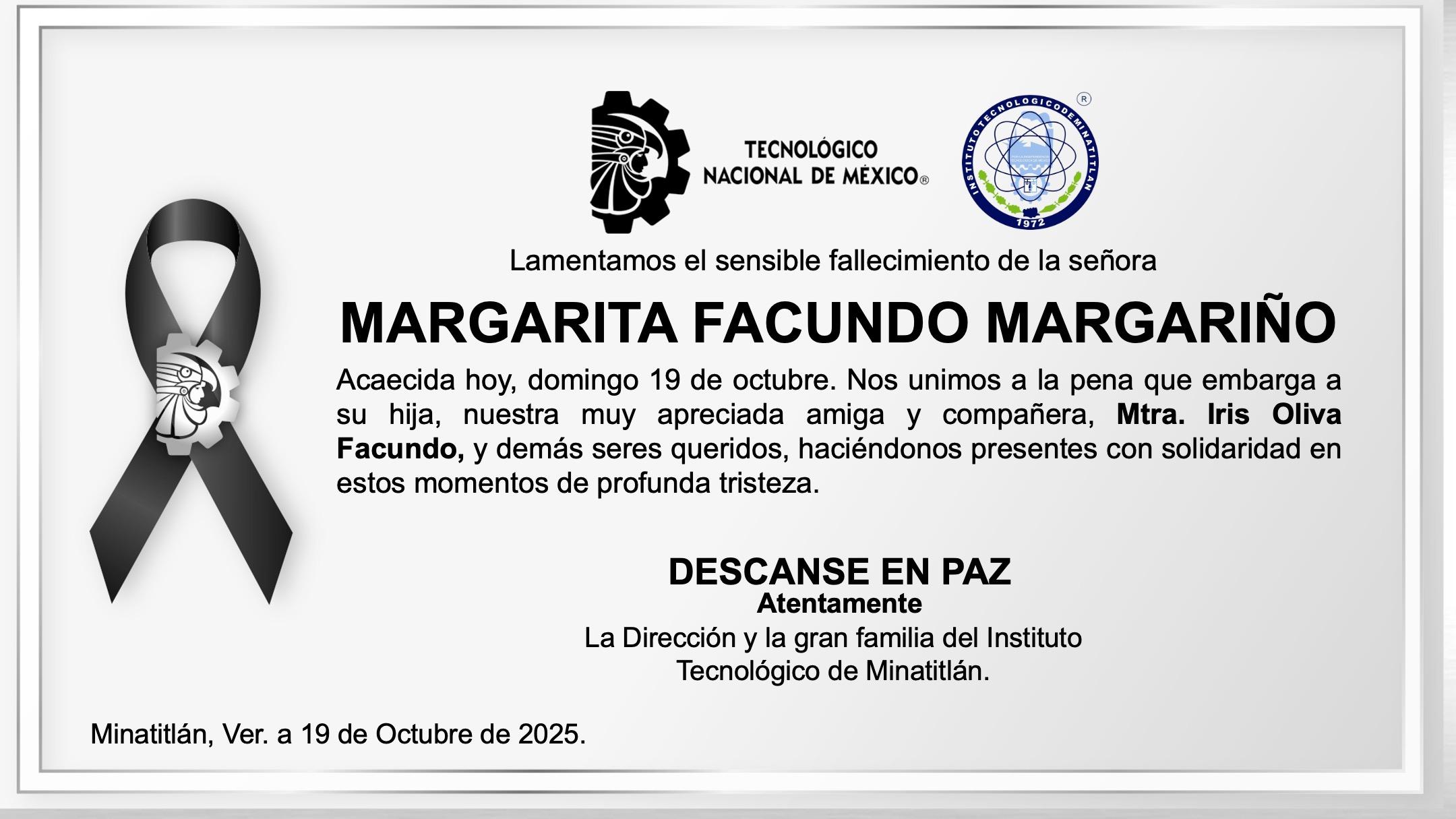 ESQUELA SRA. MARGARITA FACUNDO MARGARIÑO