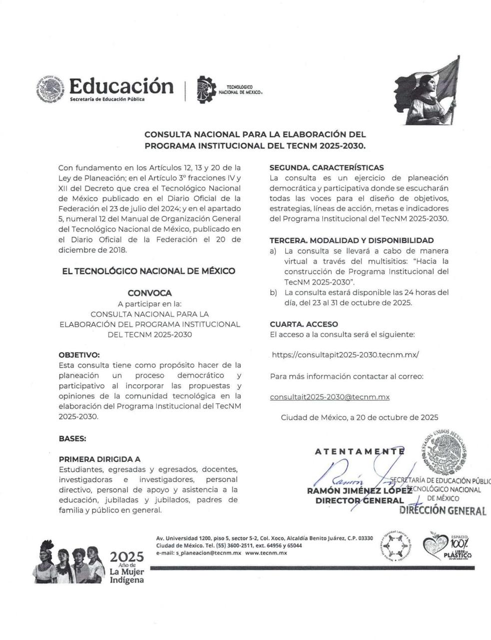 CONSULTA PARA LA ELABORACIÓN DEL PROGRAMA INSTITUCIONAL DEL TECNM 2025-2030