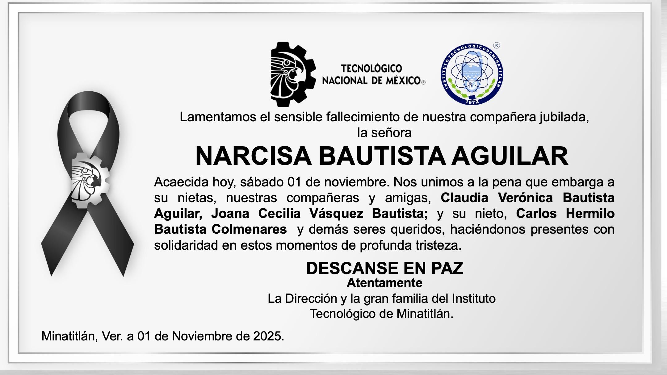 ESQUELA SRA. NARCISA BAUTISTA AGUILAR