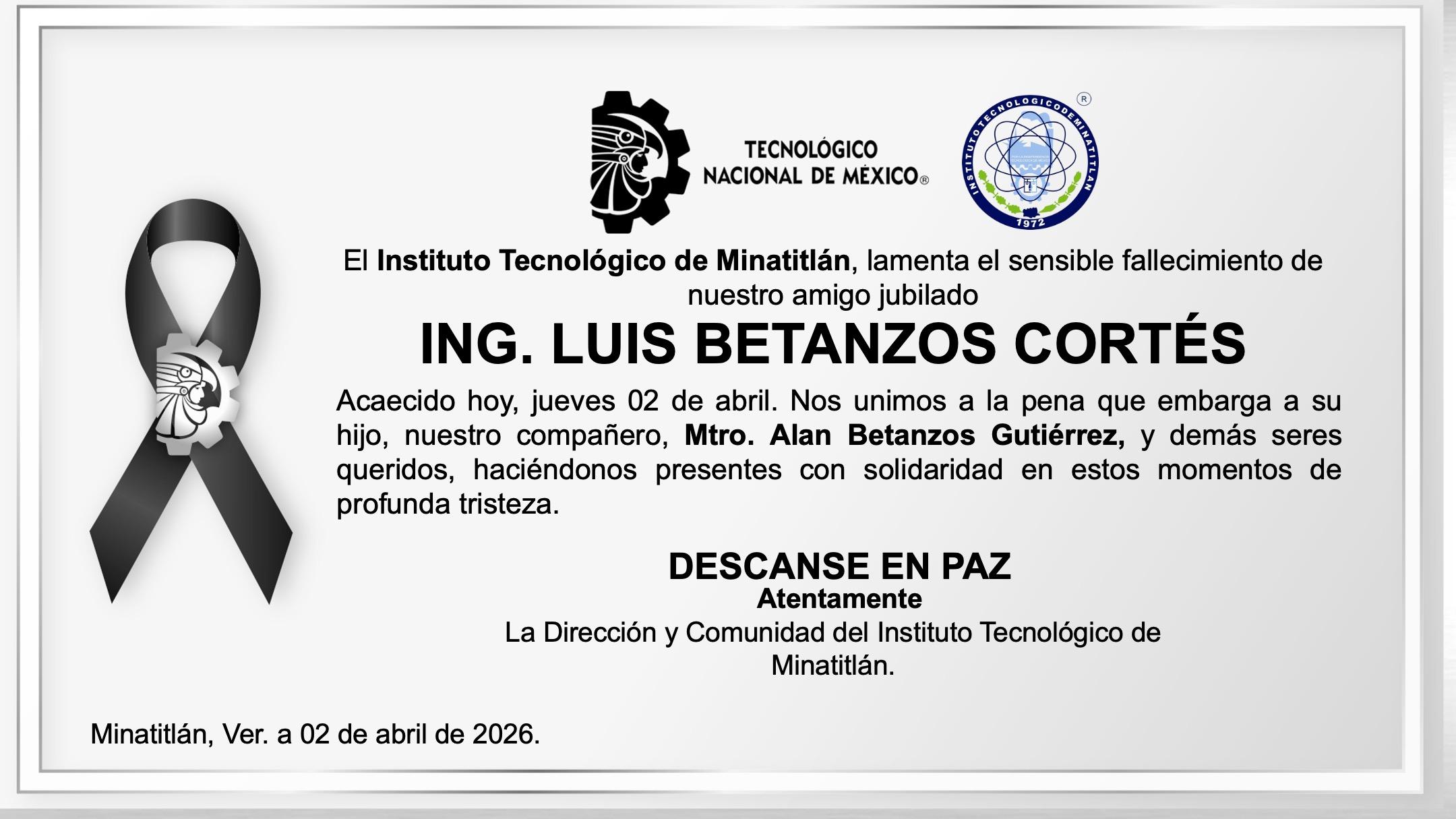 ESQUELA ING. LUIS BETANZOS CORTÉS