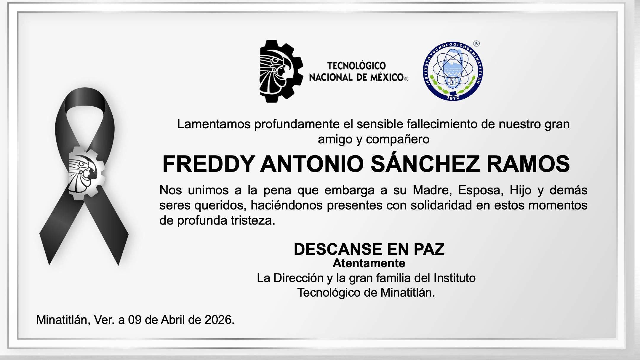 ESQUELA FREDDY ANTONIO SÁNCHEZ RAMOS