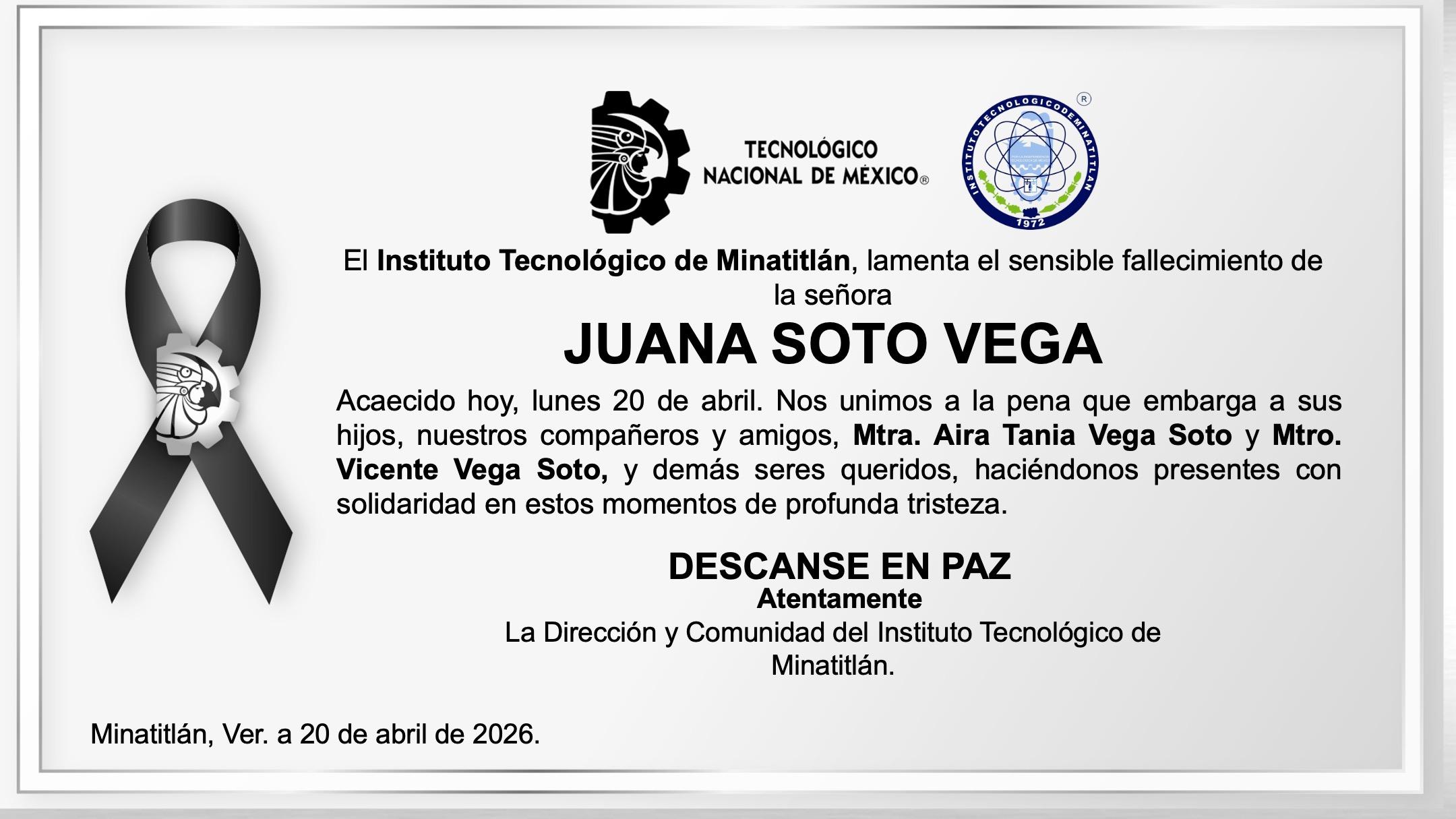 ESQUELA SRA. JUANA SOTO VEGA