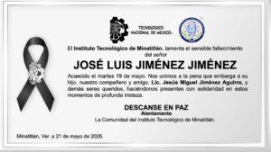 ESQUELA SR. JOSÉ LUIS JIMÉNEZ JIMÉNEZ
