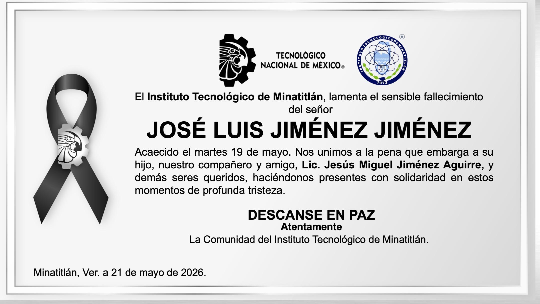 ESQUELA SR. JOSÉ LUIS JIMÉNEZ JIMÉNEZ
