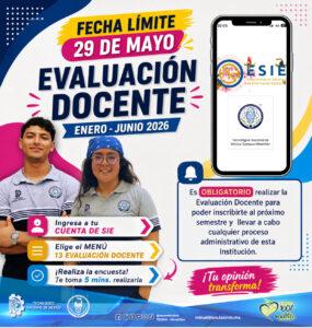 EVALUACIÓN DOCENTE: FECHA LÍMITE 29 DE MAYO