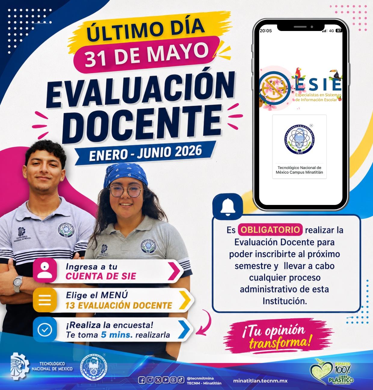 ¡ÚLTIMO DÍA PARA REALIZAR TU EVALUACIÓN DOCENTE!