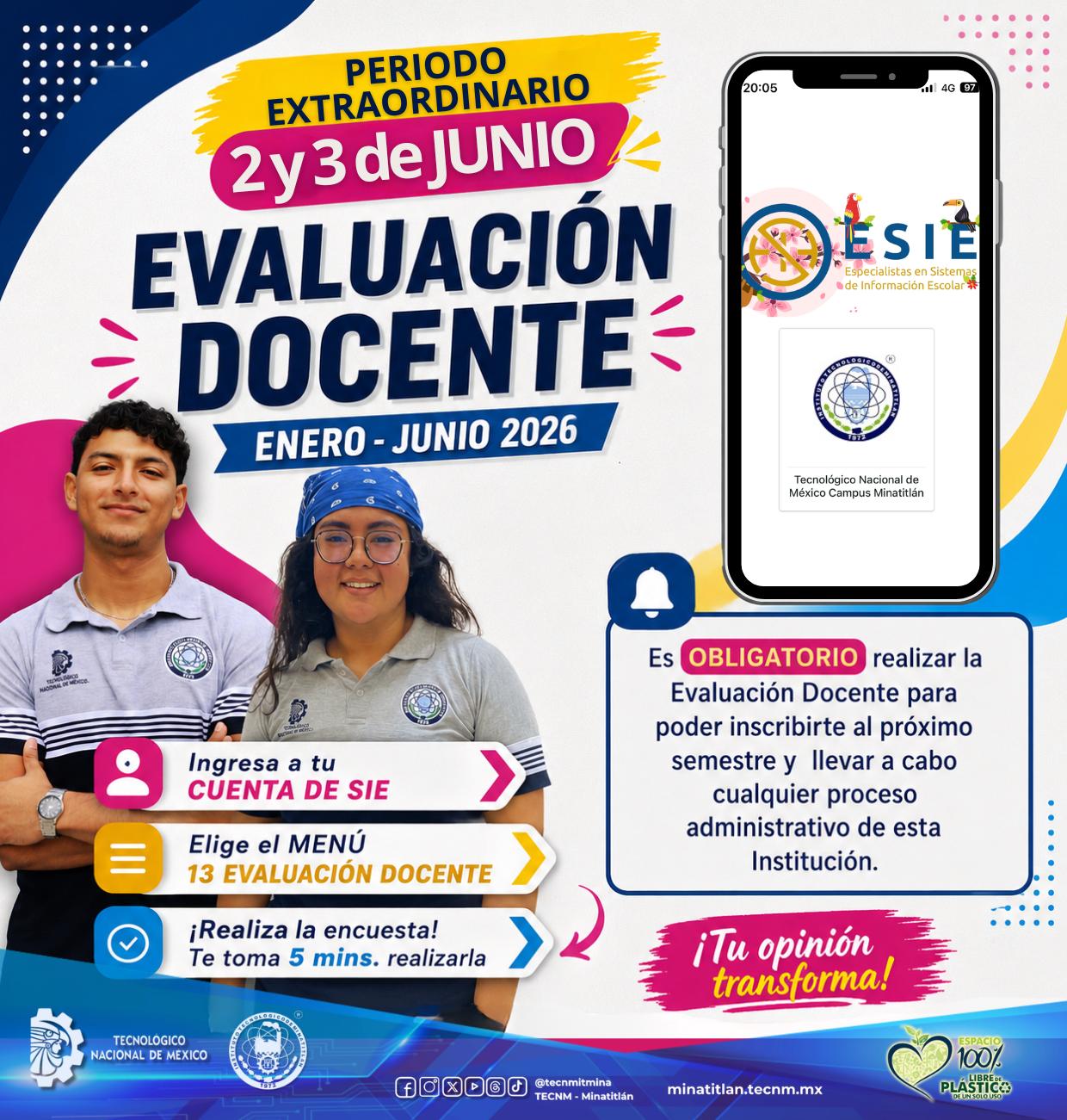 PERIODO EXTRAORDINARIO: EVALUACIÓN DOCENTE (ENERO JUNIO 2026)