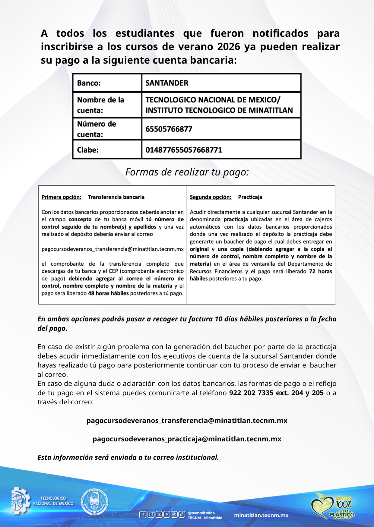 AVISO IMPORTANTE CURSOS DE VERANO