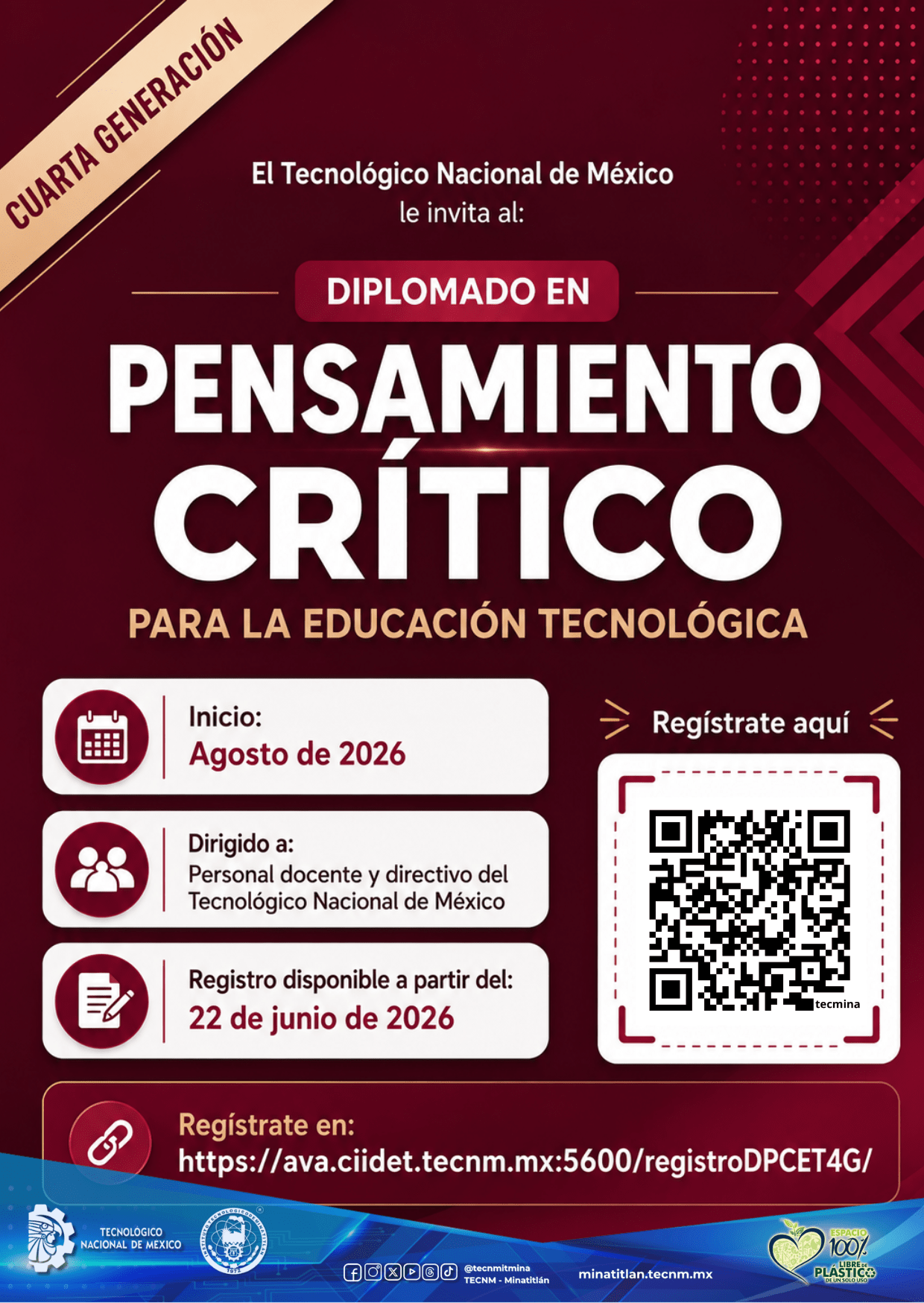 CUARTA GENERACIÓN: DIPLOMADO EN PENSAMIENTO CRÍTICO PARA LA EDUCACIÓN TECNOLÓGICA