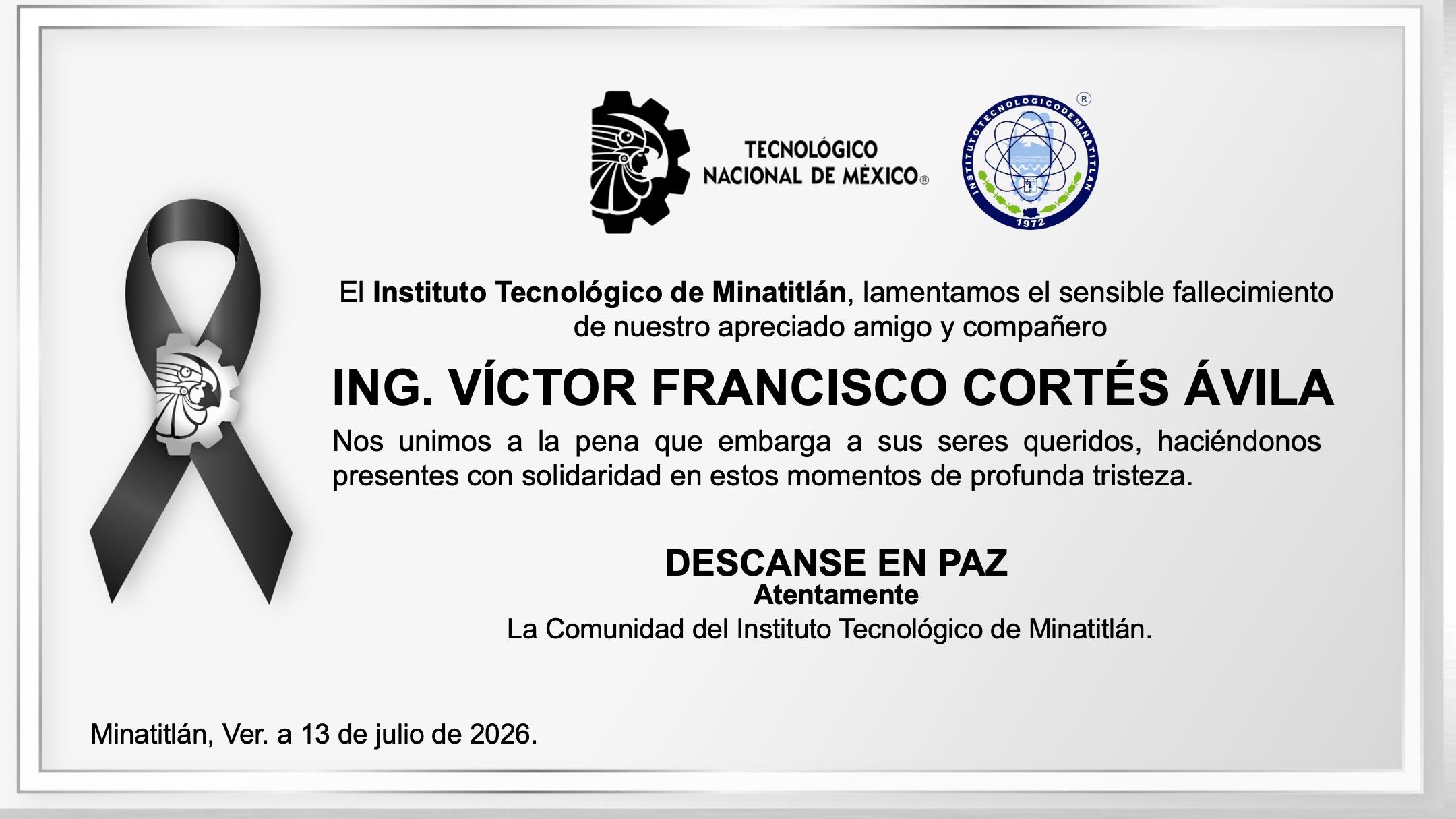 ESQUELA ING. VÍCTOR FRANCISCO CORTÉS ÁVILA