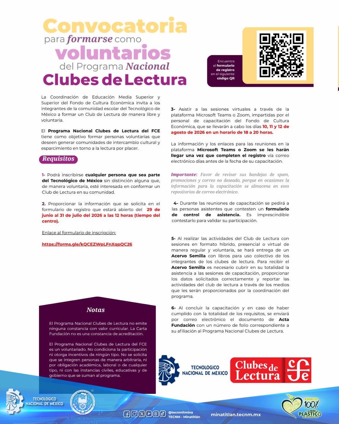CONVOCATORIA VOLUNTARIO DEL PROGRAMA NACIONAL DE CLUBES DE LECTURA
