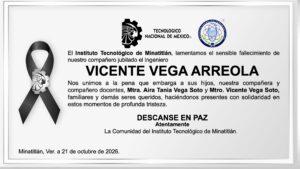 ESQUELA ING. VICENTE VEGA ARREOLA